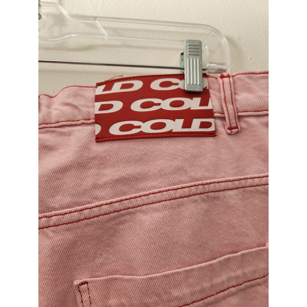 Cold Culture Stitching Jorts Sweet Lilac Pink Straight Loose Fit 100% Cotton Y2K - Picture 14 of 16
